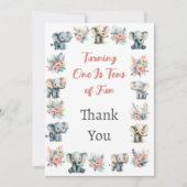 Elefanten & Boho Jungle Blume Danke Karte (Vorderseite)