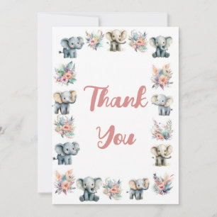 Elefanten & Boho Jungle Blume Danke Karte