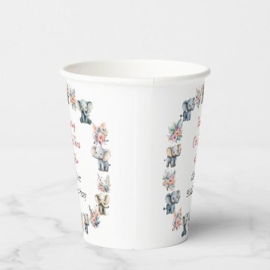 Elefanten & Boho Jungle Blume Geburtstag Pappbecher (Rechts)