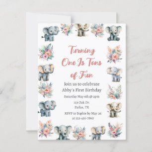 Elefanten & Boho Jungle Blume Geburtstag Postkarte