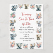 Elefanten & Boho Jungle Blume Geburtstag Postkarte (Vorderseite)