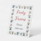 Elefanten & Boho Jungle Blume Geburtstag Sockelschild (Vorderseite)