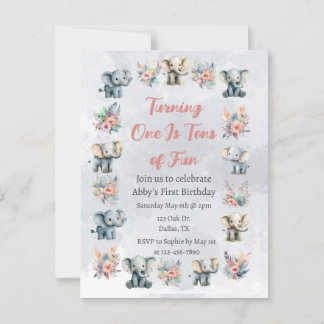 Elefanten & Boho Jungle-Blume zum Geburtstag von G Postkarte