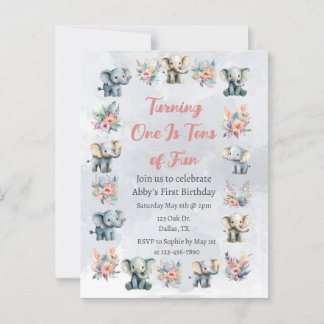 Elefanten & Boho Jungle-Blume zum Geburtstag von G Postkarte