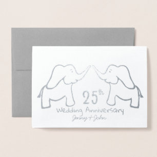 Elefanten der 25. oder eines Silberhochzeit-Jubilä Folienkarte