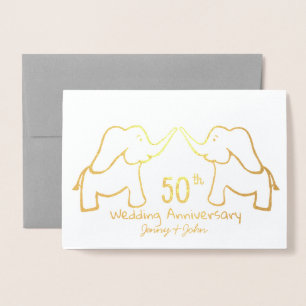 Elefanten der 50. oder eines Goldenen Hochzeit zum Folienkarte