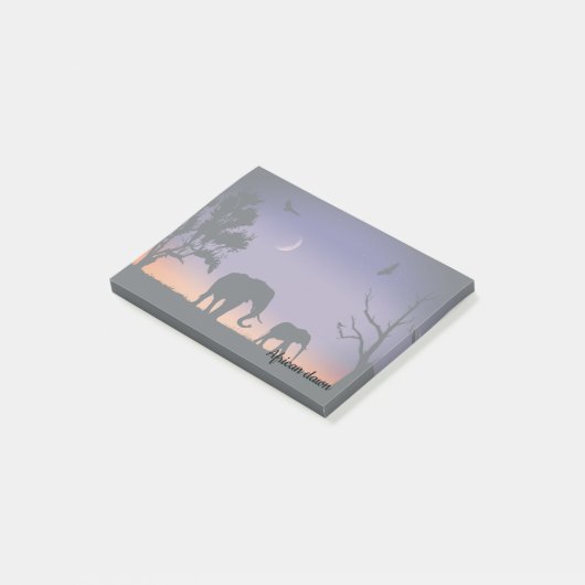 Elefanten der afrikanischen Morgendämmerung - Post-it Klebezettel (angewinkelt)