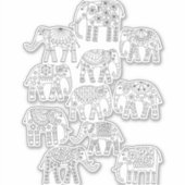 Elefanten der Schwarz-Weiß-Linie Aufkleber (Vorderseite)