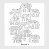 Elefanten der Schwarz-Weiß-Linie Aufkleber (Blatt)