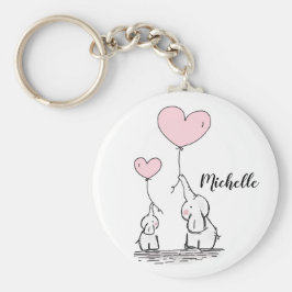 Elefanten des niedlichen Cartoon mit rosa Ballons Schlüsselanhänger