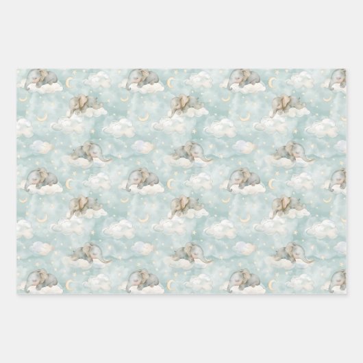 Elefanten, die auf Wolken schlafen Geschenkpapier Set (Vorderseite 2)