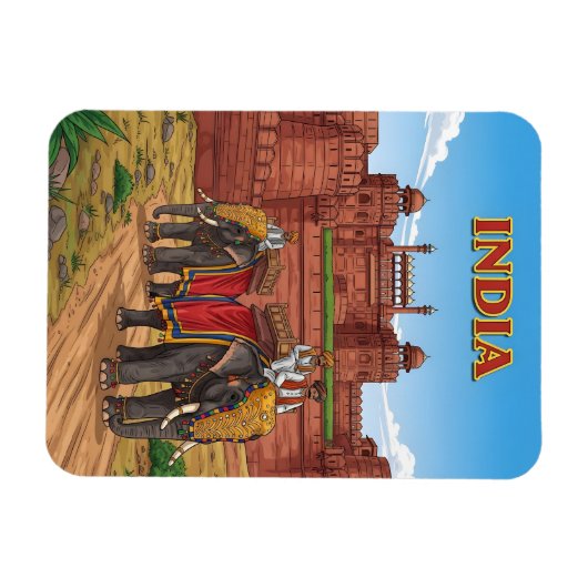 Elefanten, die Fahrer mitführen Magnet (Horizontal)