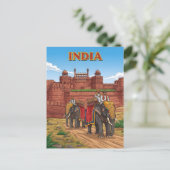 Elefanten, die Fahrer mitführen Postkarte (Stehend Vorderseite)