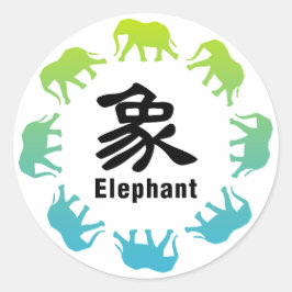Elefanten, die im Kreis gehen Runder Aufkleber