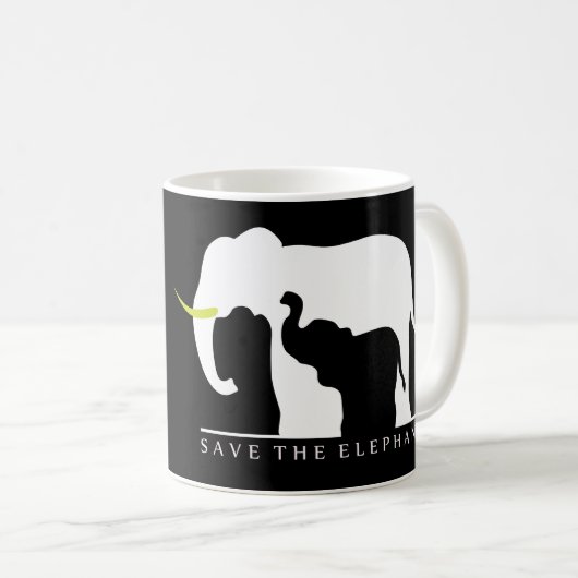 Elefanten gerettet (schwarz) kaffeetasse (VorderseiteRechts)