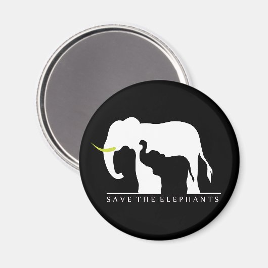 Elefanten gerettet (schwarz) magnet (Vorderseite/Rückseite)