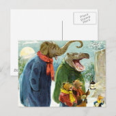 Elefanten, Hippopotamus & Bears Go Caroling Postkarte (Vorne/Hinten)