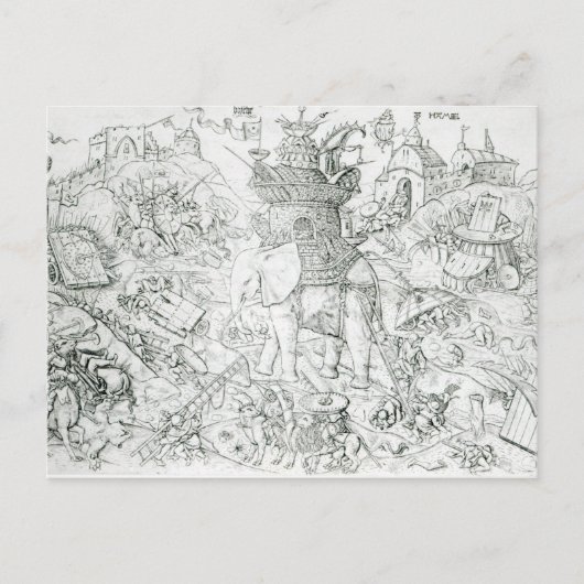 Elefanten im Krieg Postkarte (Vorderseite)