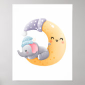 Elefanten im Moon Kinderzimmer Decor Poster schlaf (Vorne)