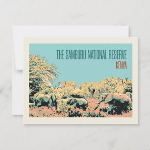 Elefanten im Nationalreservat Samburu, Kenia Postkarte