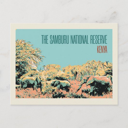 Elefanten im Nationalreservat Samburu, Kenia Postkarte (Vorderseite)