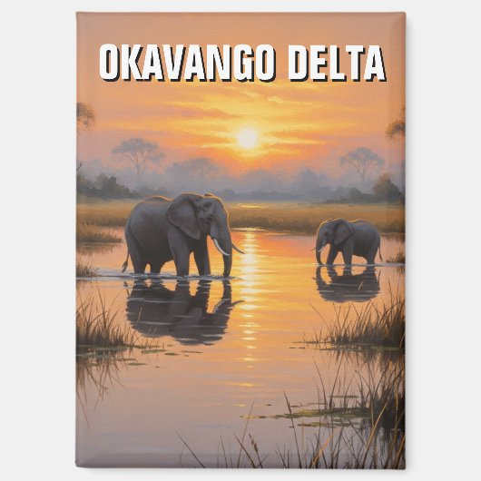 Elefanten im Okavango-Delta Botswana Magnet (Vorderseite)