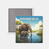 Elefanten im Okavango-Delta Botswana Magnet (Vorderseite/Rückseite)