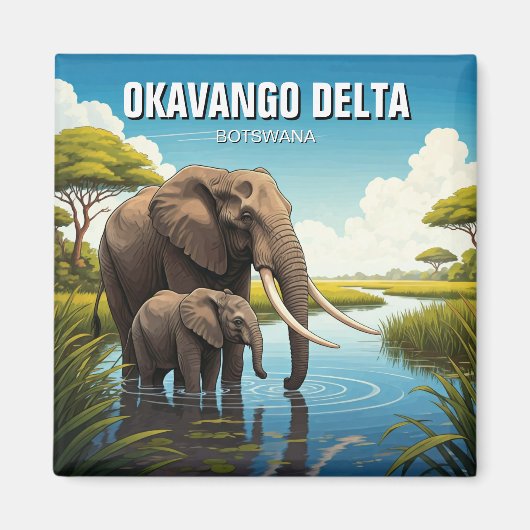 Elefanten im Okavango-Delta Botswana Magnet (Vorne)