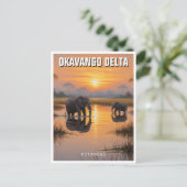 Elefanten im Okavango-Delta Botswana Postkarte (Stehend Vorderseite)