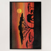 Elefanten im Serengeti Sunset Puzzle (Vertikal)