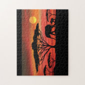 Elefanten im Serengeti Sunset Puzzle (Vertikal)