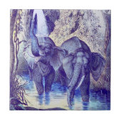 Elefanten im Wasser Fliese (Vorderseite)