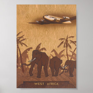 Elefanten in Africa Vintage Travel Poster