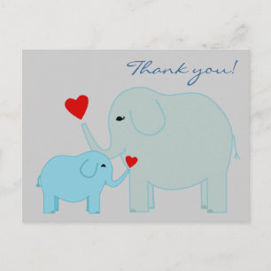 Elefanten in blau Danke Postkarte
