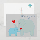 Elefanten in blau Danke Postkarte (Vorne/Hinten)