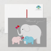 Elefanten in Blau und Rosa Danke Postcard Postkarte (Vorne/Hinten)