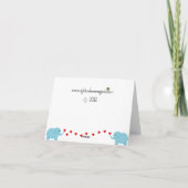 Elefanten in Blue Twins Vielen Dank Dankeskarte (Rückseite)