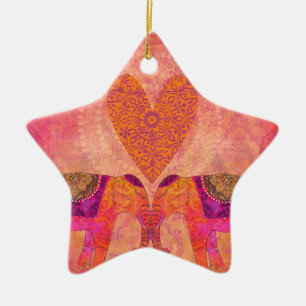 Elefanten in der Liebe Keramik Ornament
