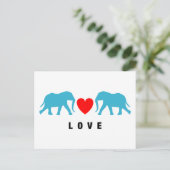 Elefanten in der Liebe Postkarte (Stehend Vorderseite)