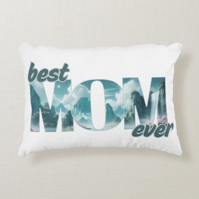 Elefanten in einer Traumwelt - best Mom ever Dekokissen (Vorderseite)