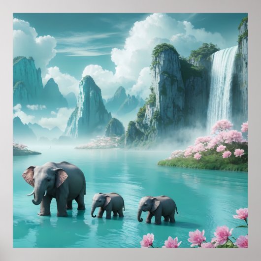 Elefanten in einer Traumwelt Poster (Vorne)