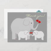 Elefanten in Grau Danke Postcard Postkarte (Vorne/Hinten)