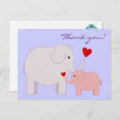 Elefanten in Rosa Danke Postcard Postkarte (Vorne/Hinten)