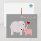 Elefanten in Rosa Danke Postcard Postkarte (Vorne/Hinten)