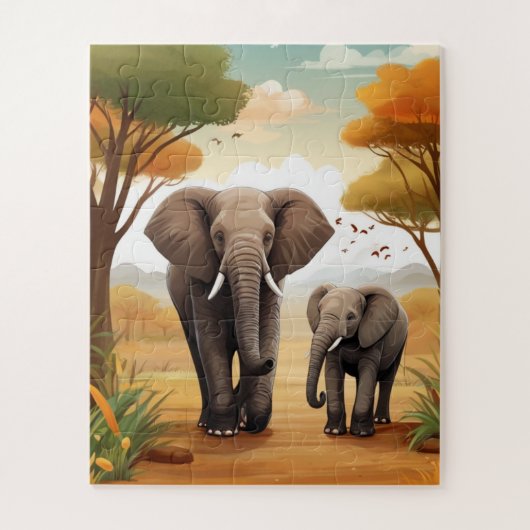 Elefanten in Savanna Puzzle (Vertikal)