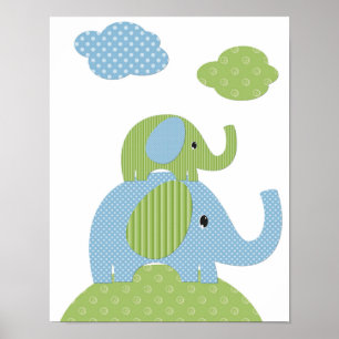 Elefanten Kinderkunst Print Poster
