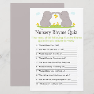 Elefanten Kinderzimmer Rhyme Quiz Babydusche
