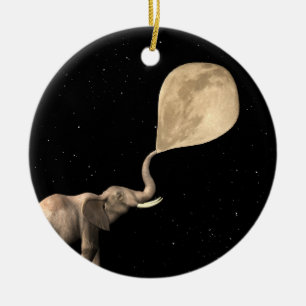 Elefanten machen Vollmond Keramik Ornament