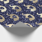 Elefanten Metallic Glitzer Gold Blue Navy Baby Boy Geschenkpapier (Ecke)