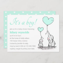 Elefanten | Minze Green Heart Balloons Babydusche